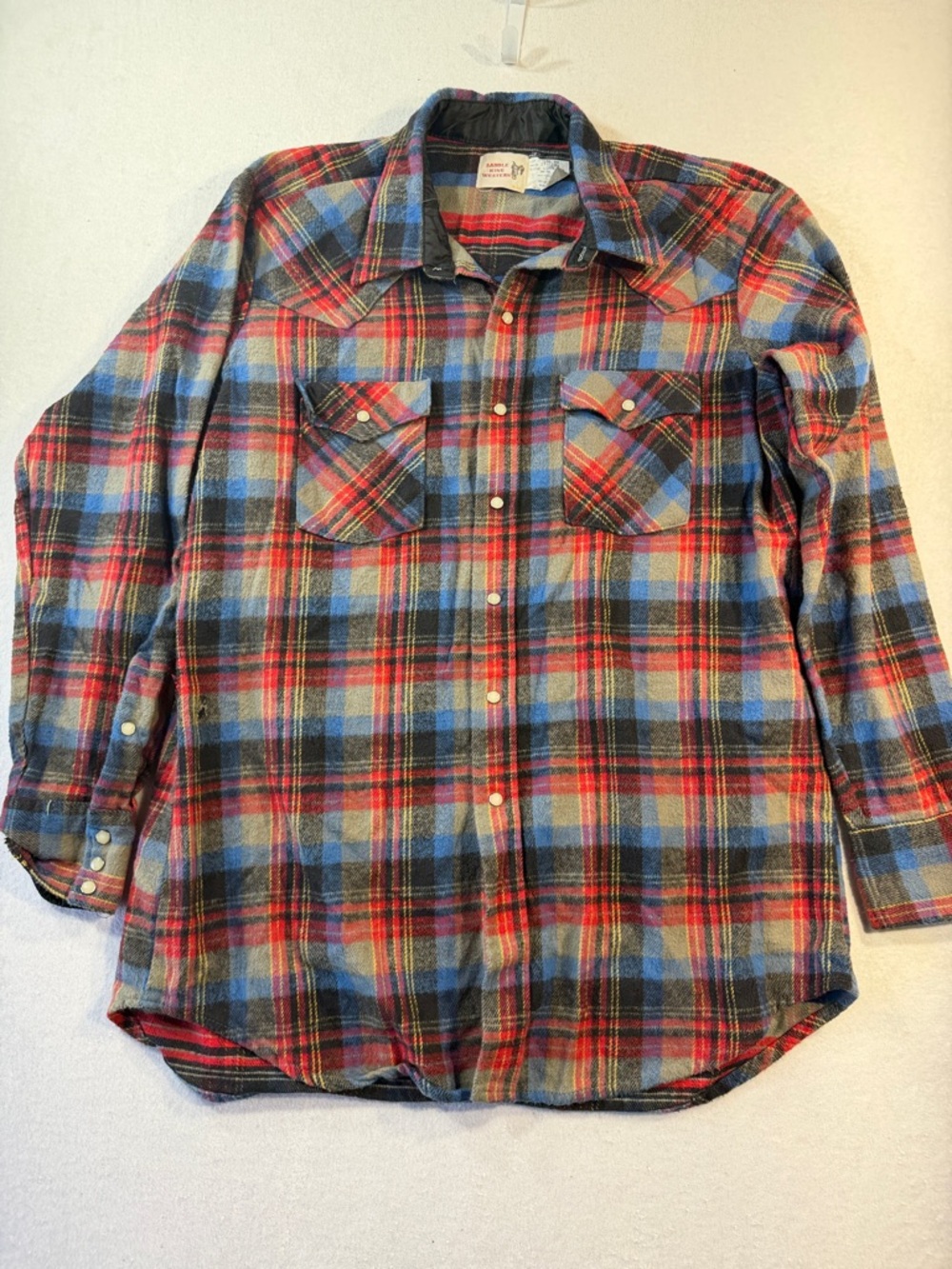 Vintage Western Style Plaid Flannel Shirt Saddle King Western